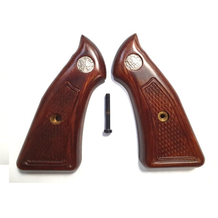 Impugnature Pistola Smith & Wesson CS9 In Legno Di Noce Turco, Logo Metallo - NUOVE